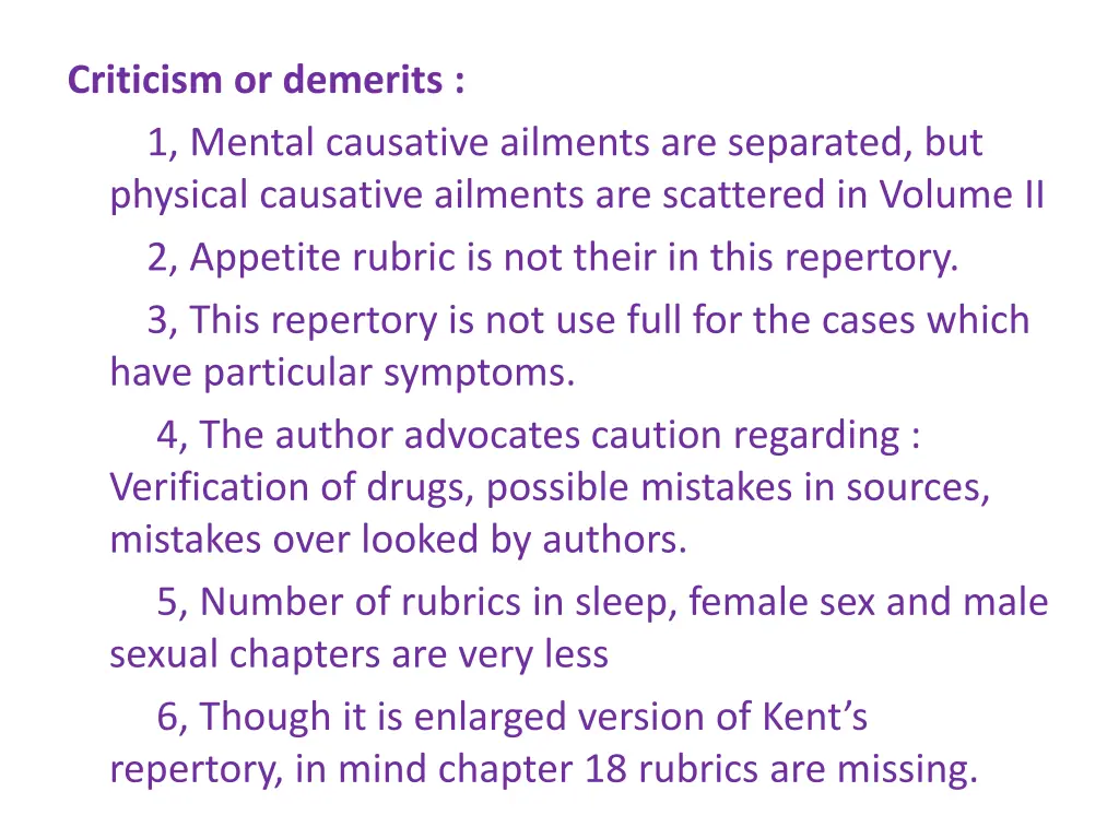 criticism or demerits 1 mental causative ailments