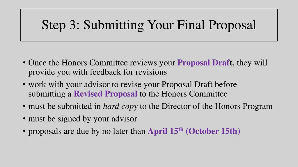 step 3 submitting your final proposal