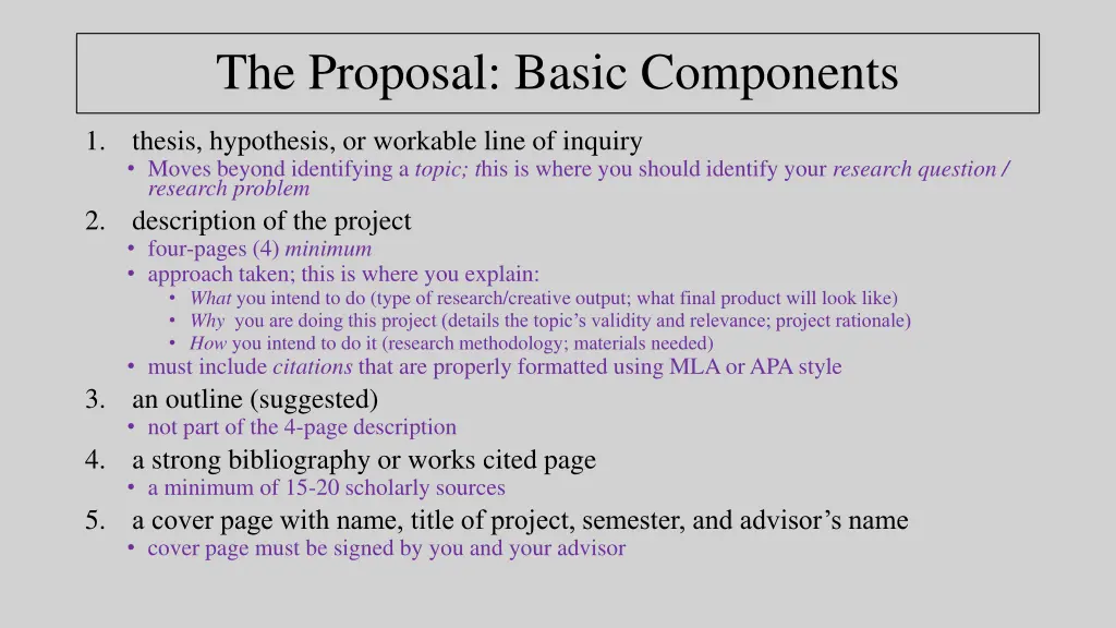 the proposal basic components