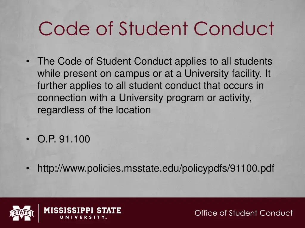 code of student conduct