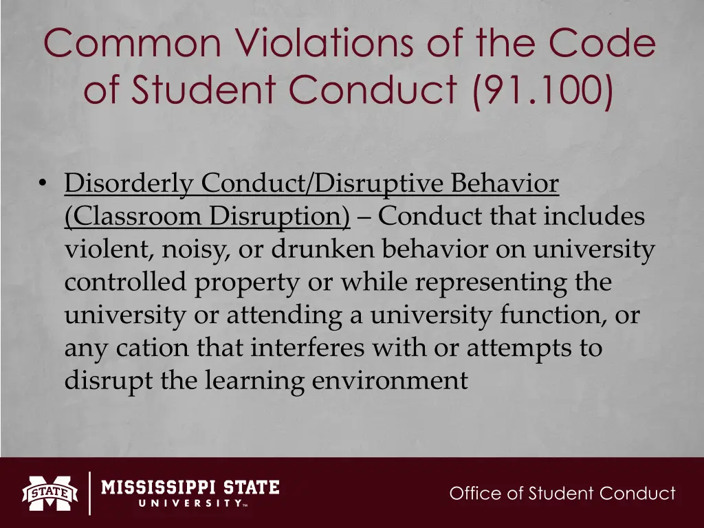 common violations of the code of student conduct 1