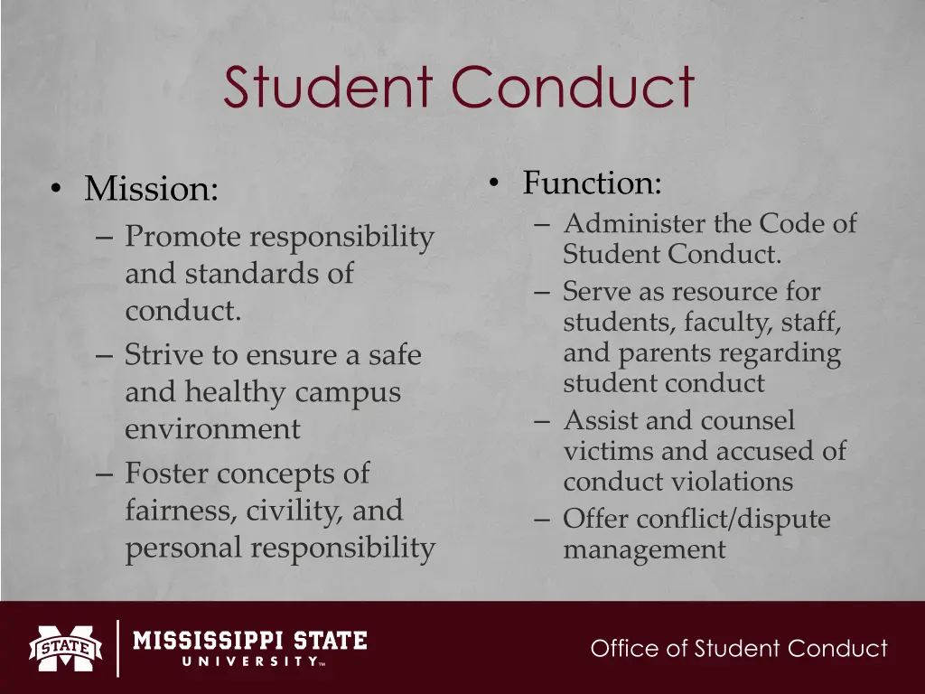 student conduct