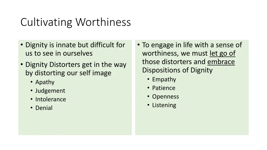 cultivating worthiness