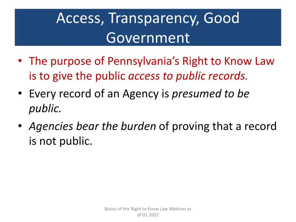 access transparency good government