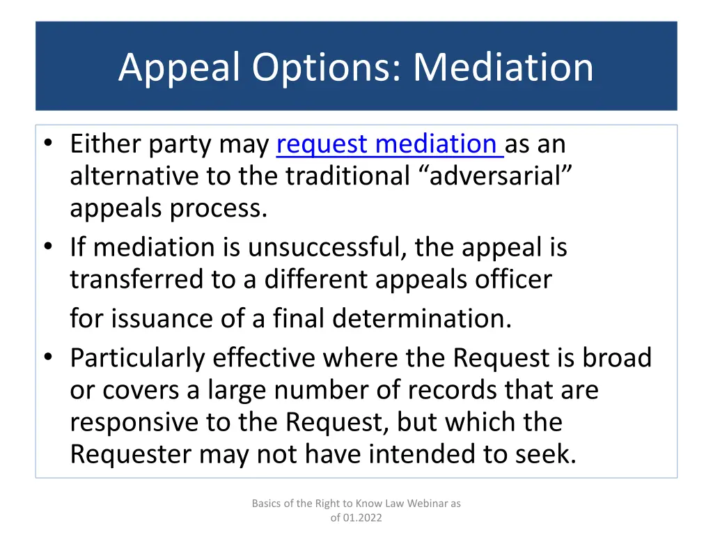 appeal options mediation