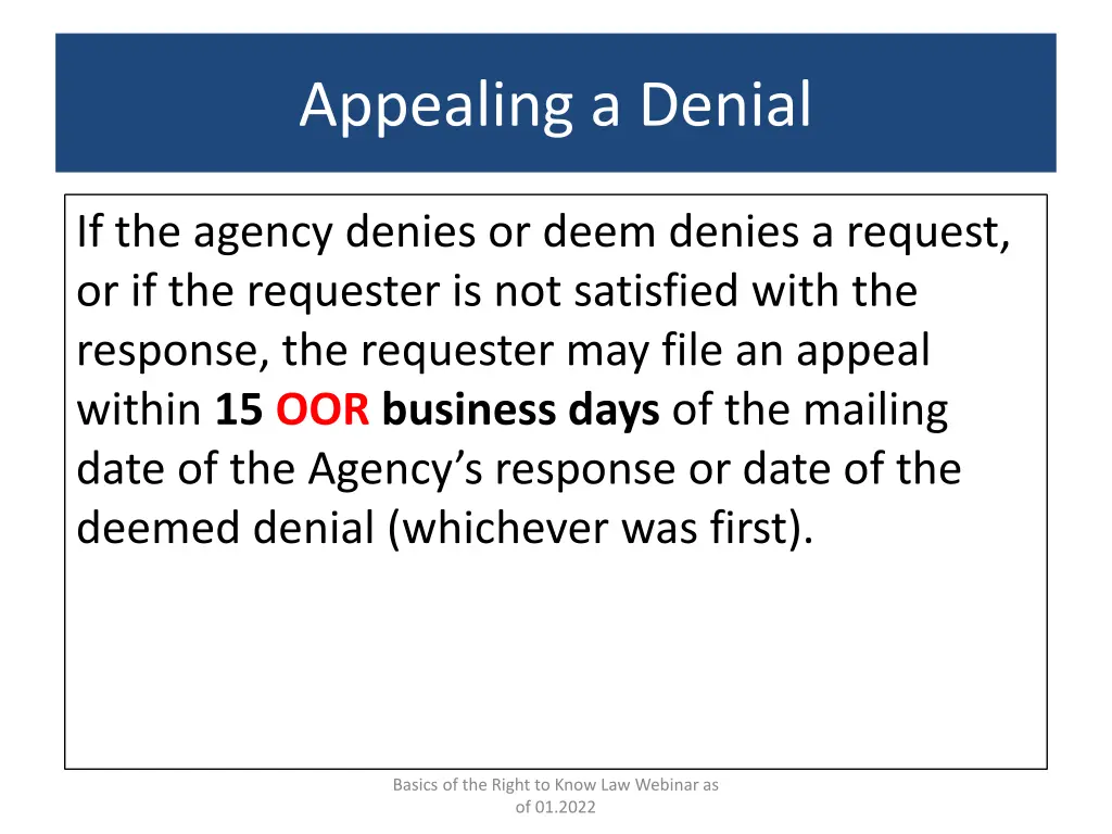 appealing a denial