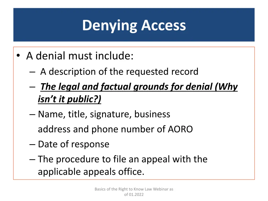 denying access