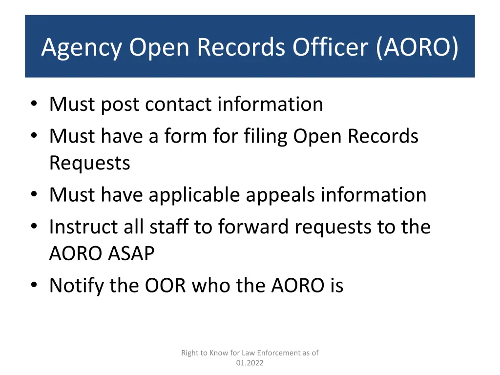 agency open records officer aoro