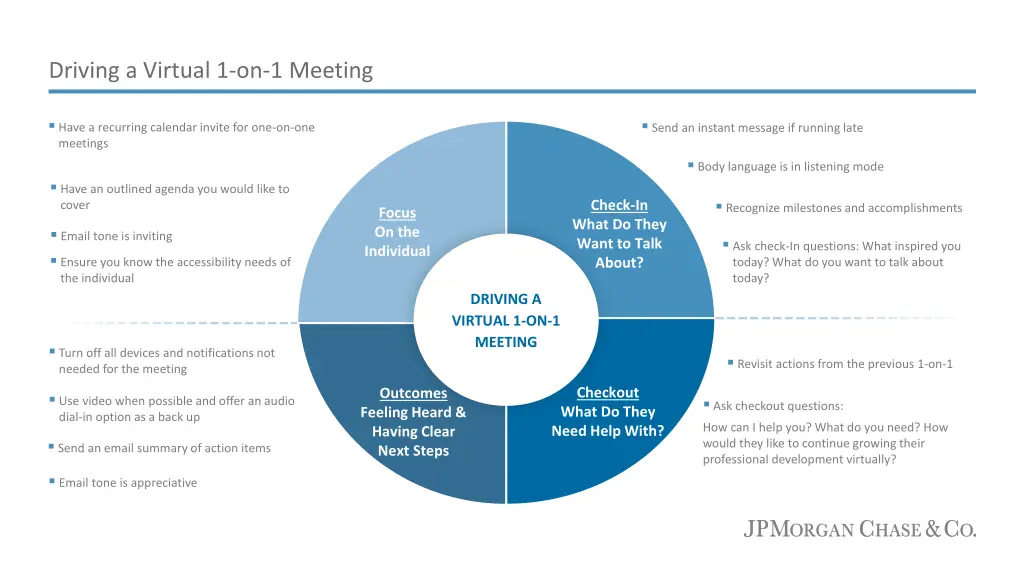 driving a virtual 1 on 1 meeting