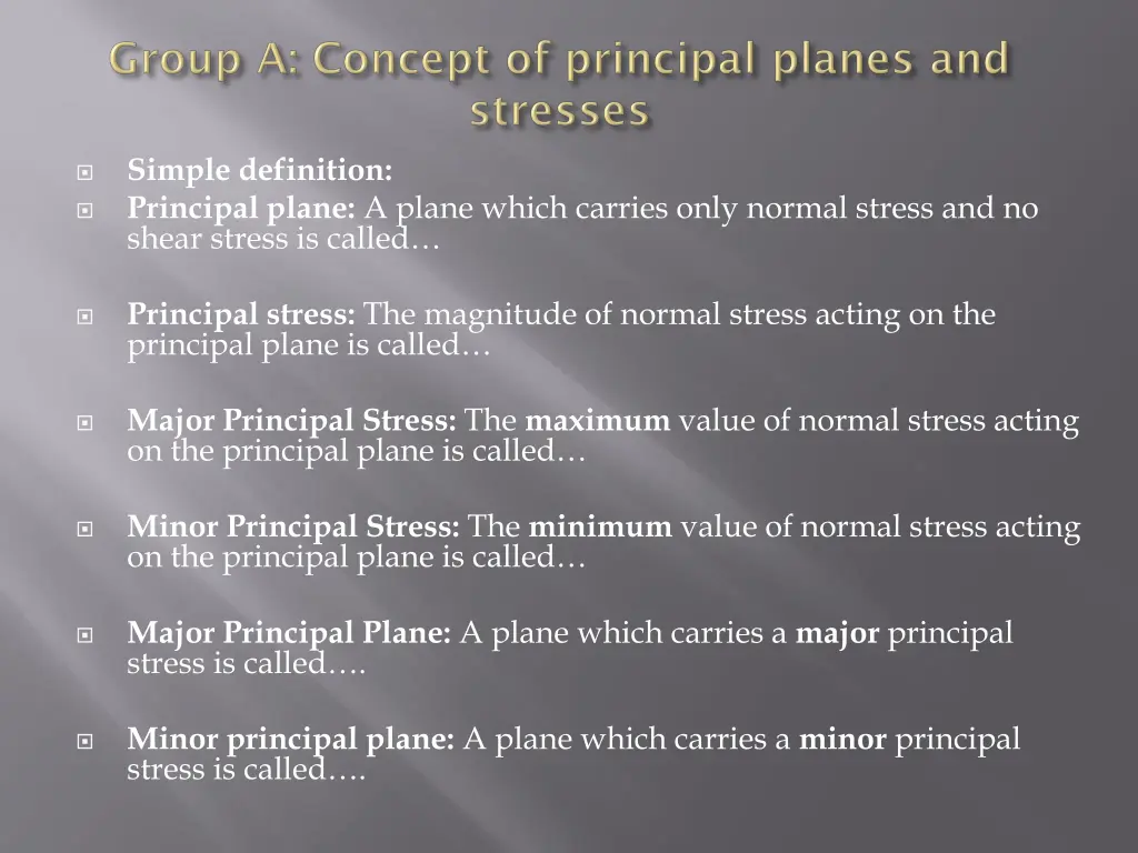 simple definition principal plane a plane which