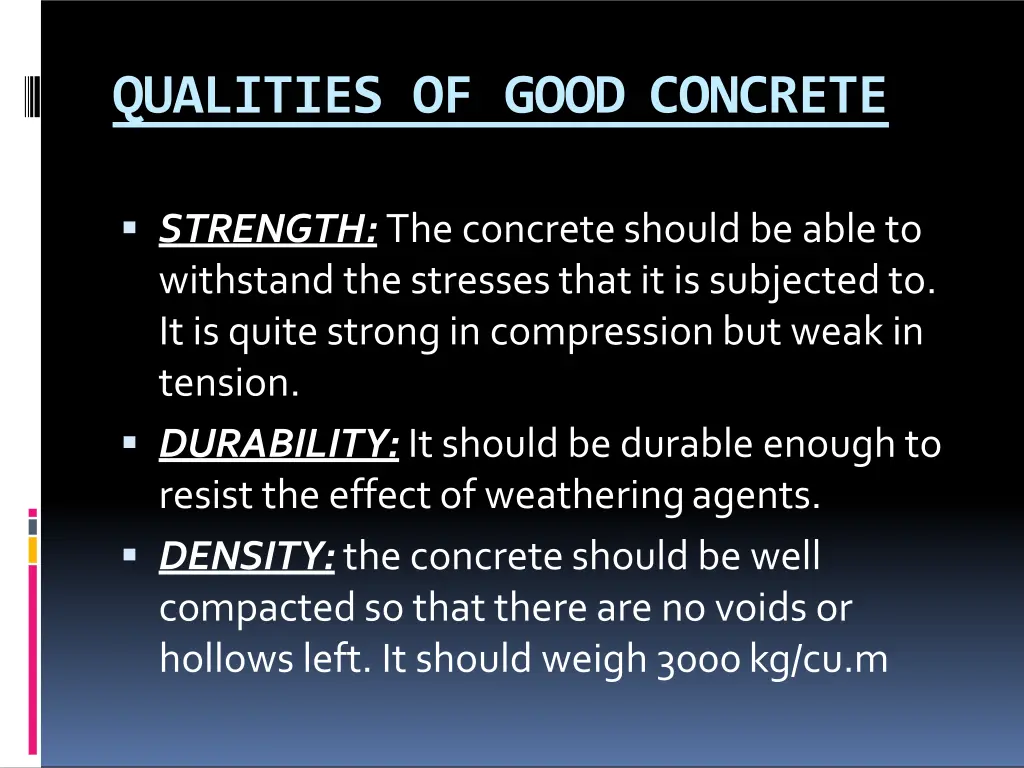 qualities of good concrete