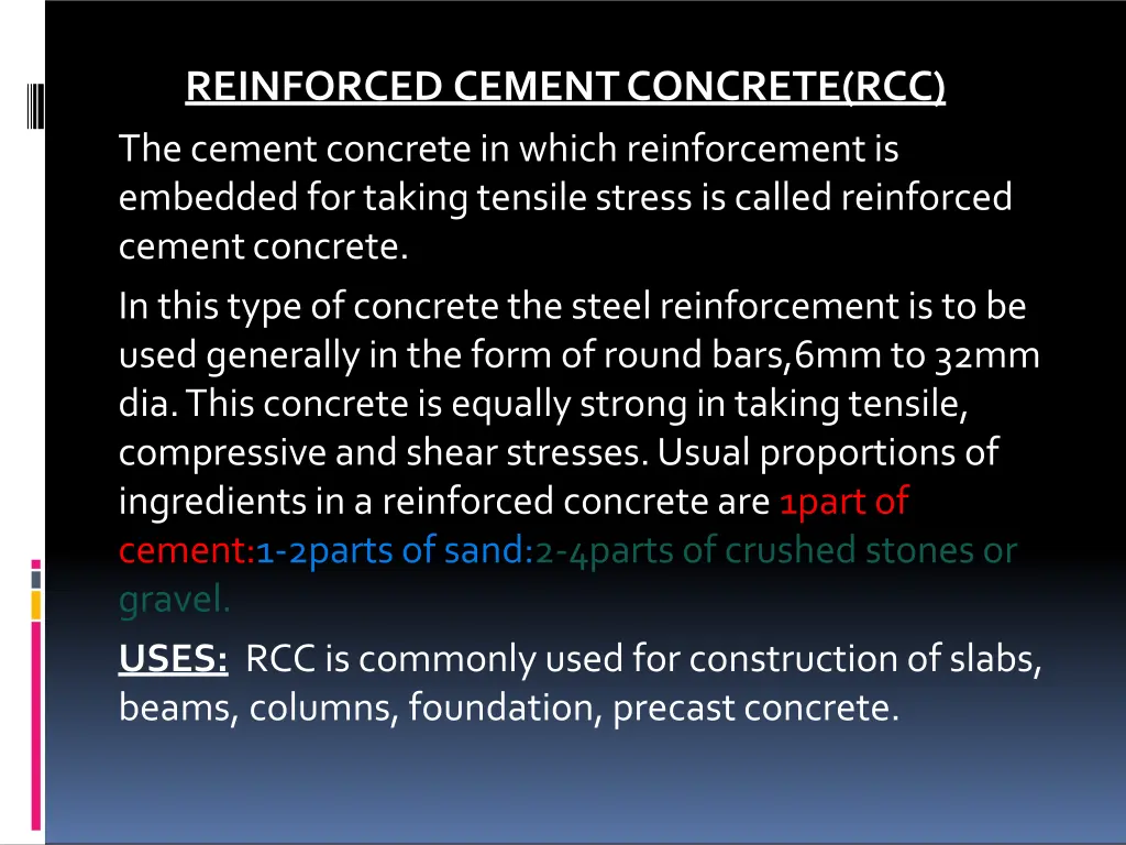 reinforced cementconcrete rcc the cement concrete