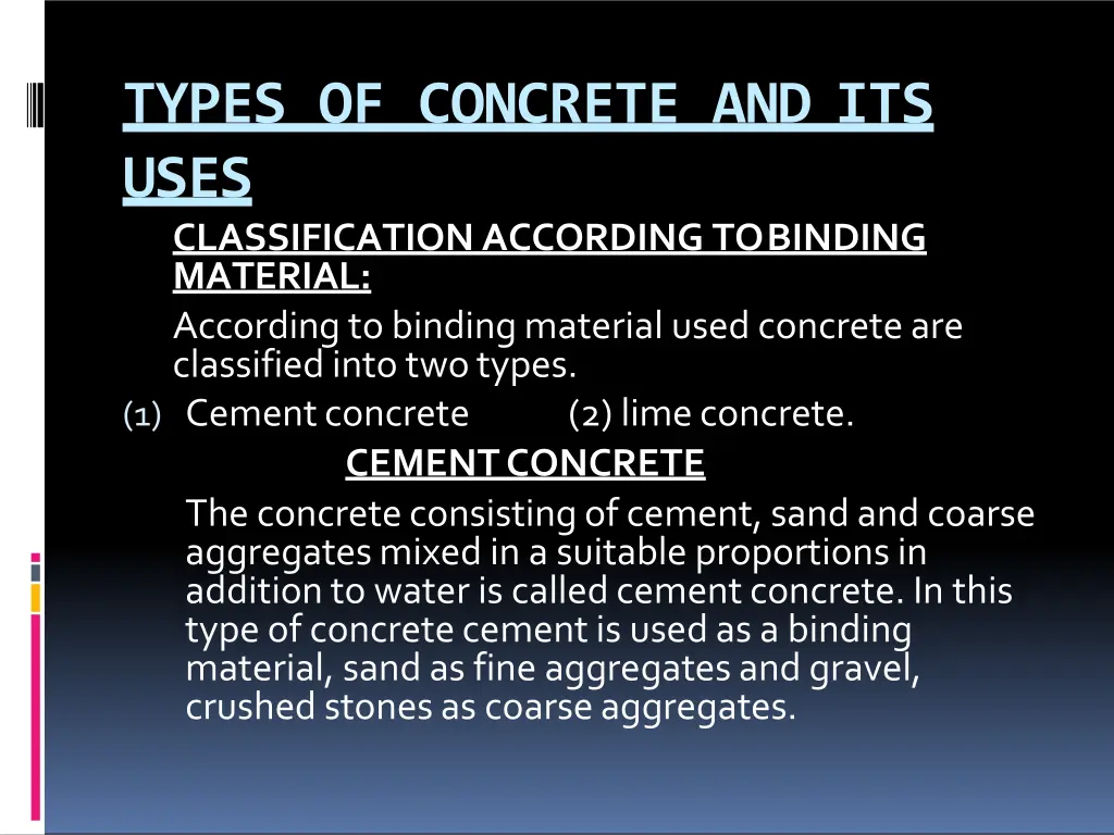 types of concrete and its uses classification