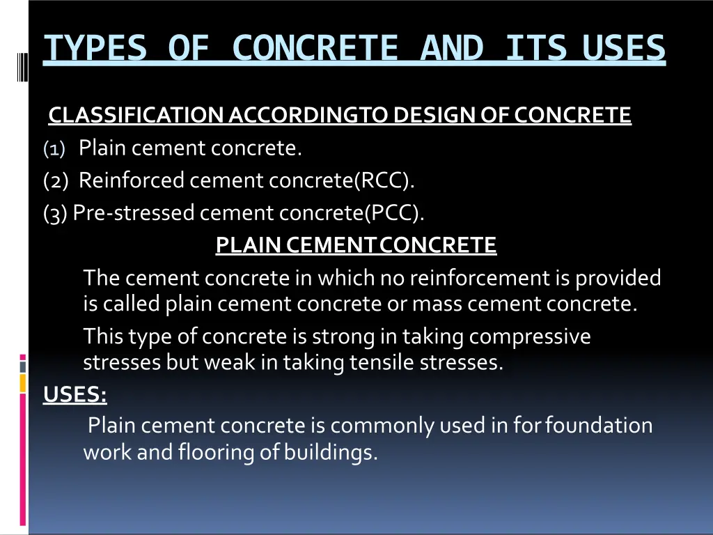 types of concrete and its uses