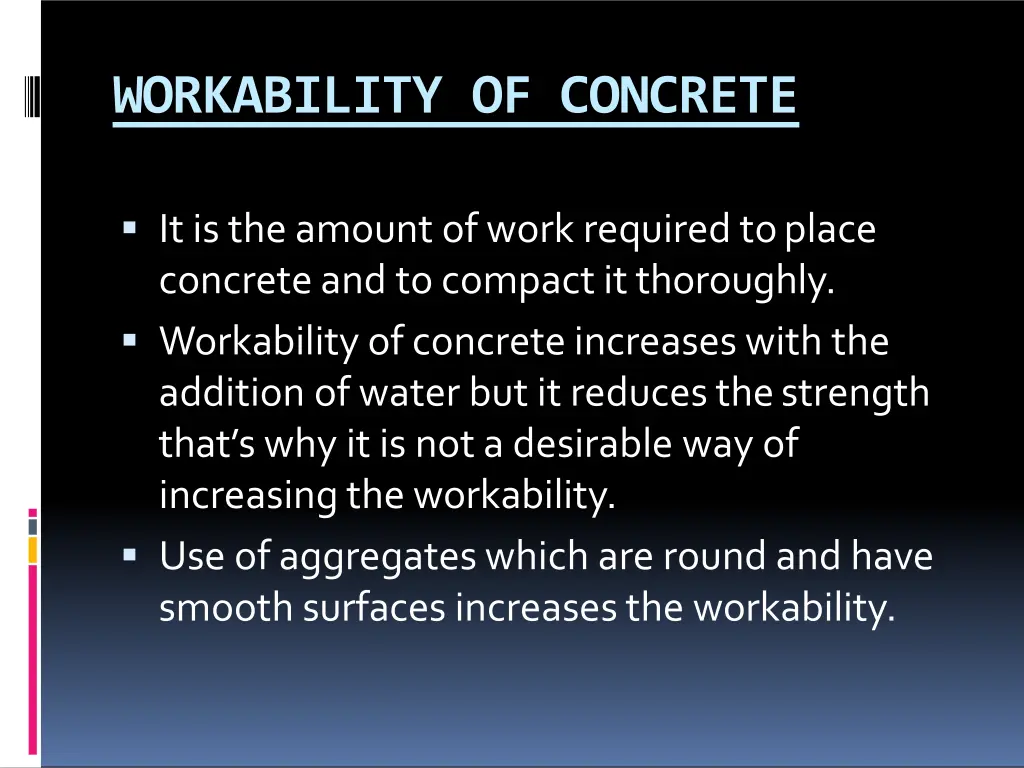 workability of concrete