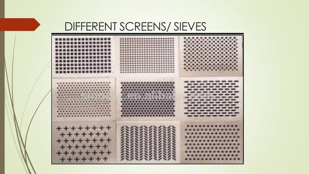 differentscreens sieves