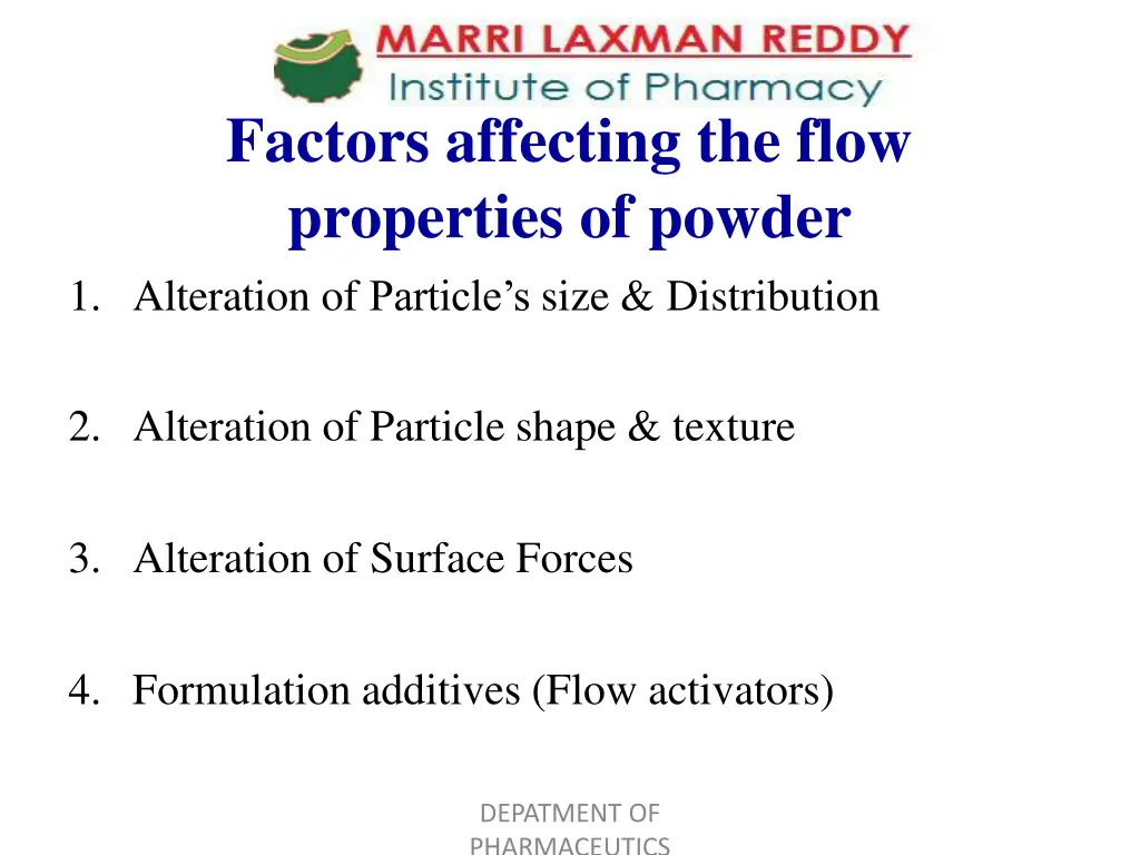 factors affecting the flow properties of powder 1