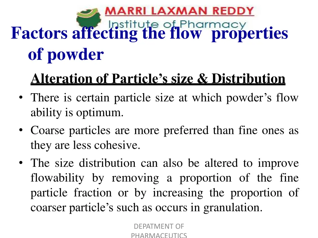 factors affecting the flow properties of powder 2