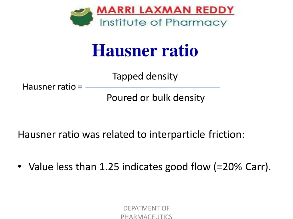 hausner ratio