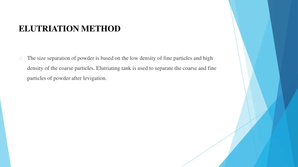 elutriation method