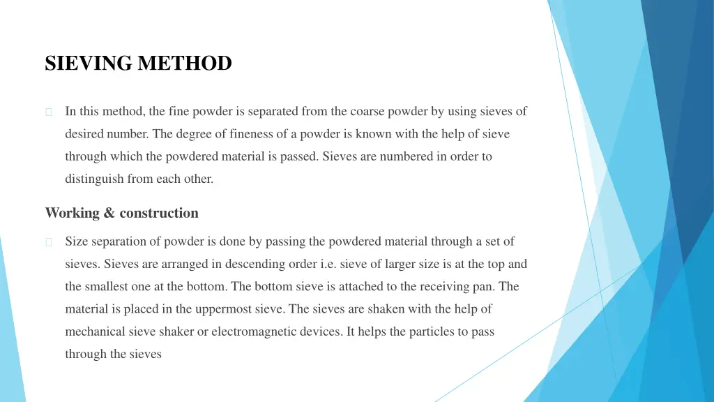 sieving method