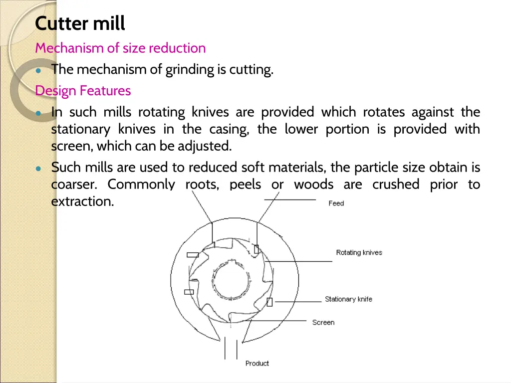 cutter mill mechanism of size reduction