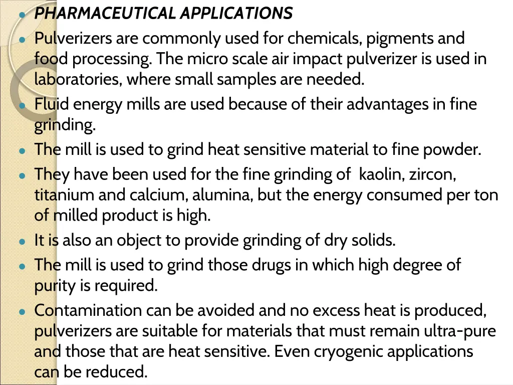 pharmaceutical applications pulverizers