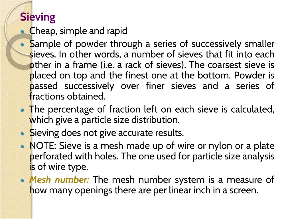 sieving cheap simple and rapid sample of powder