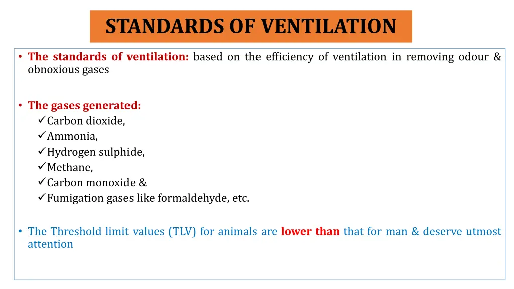 standards of ventilation