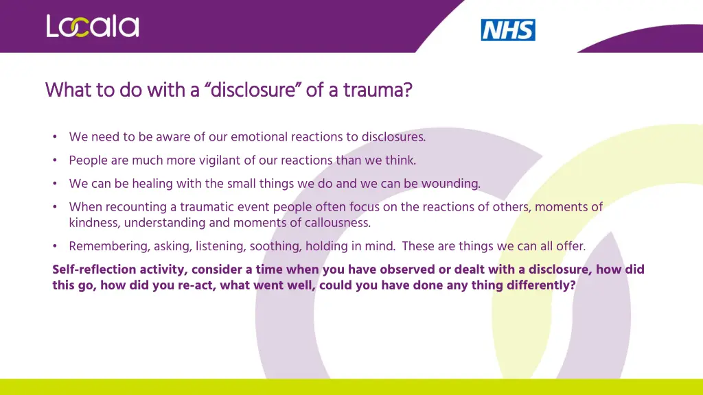 what to do with a disclosure of a trauma