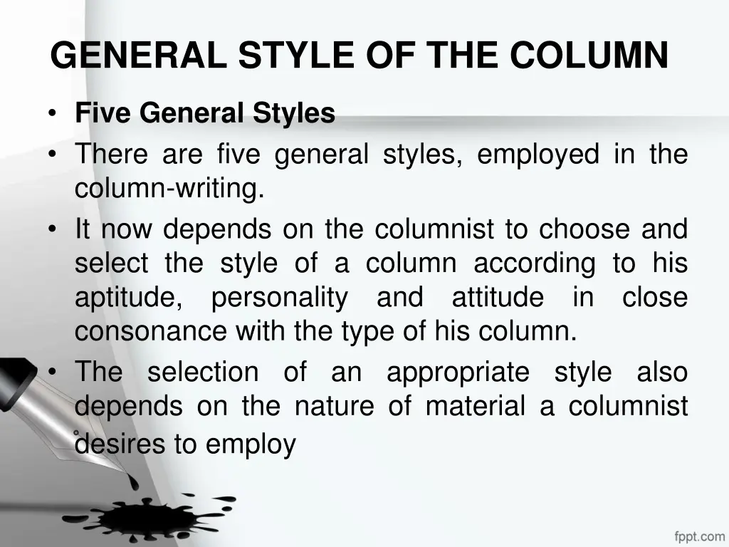 general style of the column