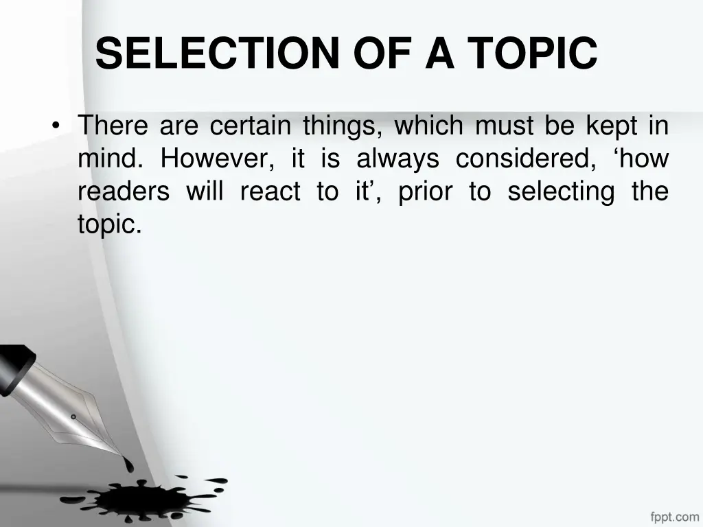 selection of a topic