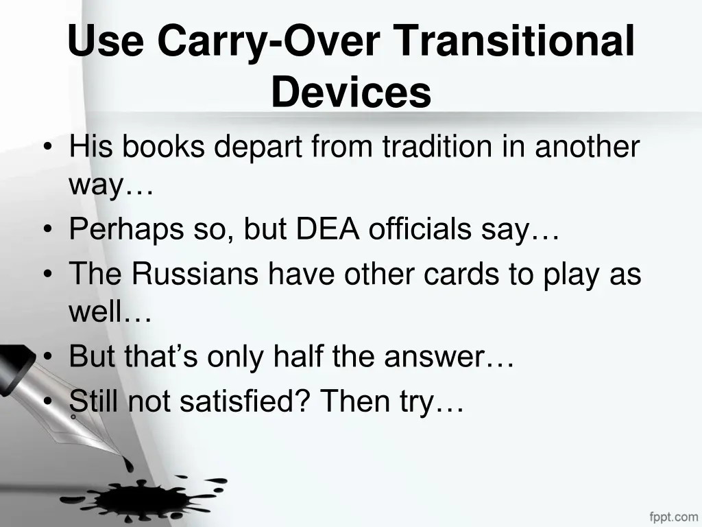 use carry over transitional devices his books