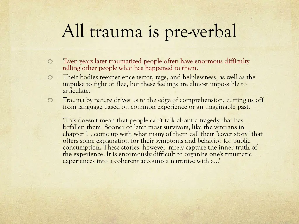 all trauma is pre verbal