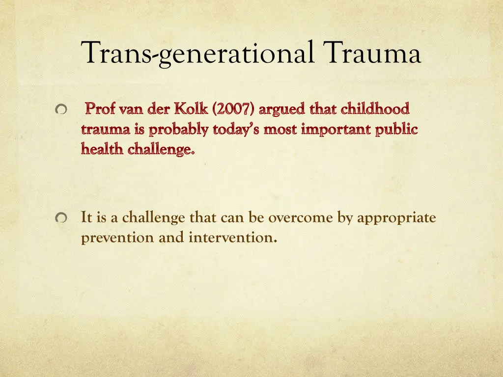 trans generational trauma