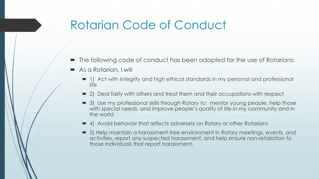 rotarian code of conduct