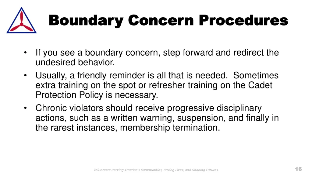 boundary concern procedures boundary concern