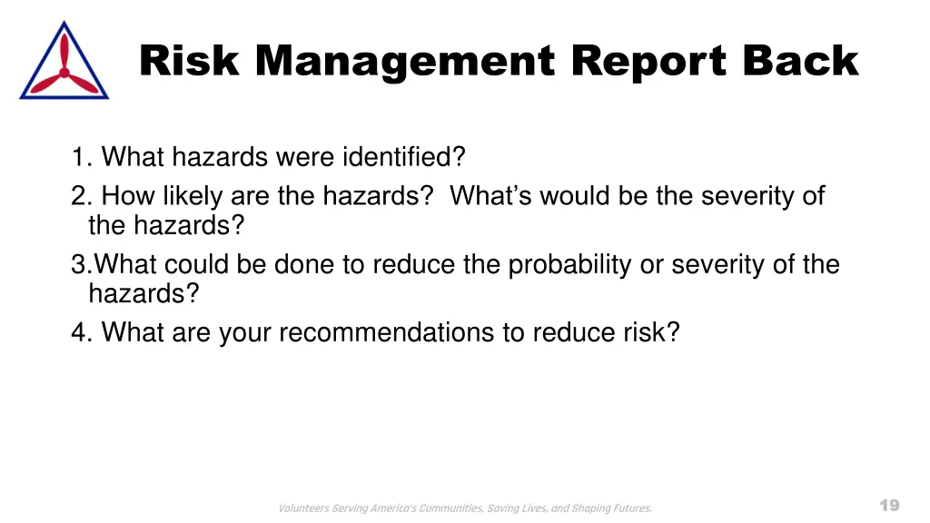 risk management report back