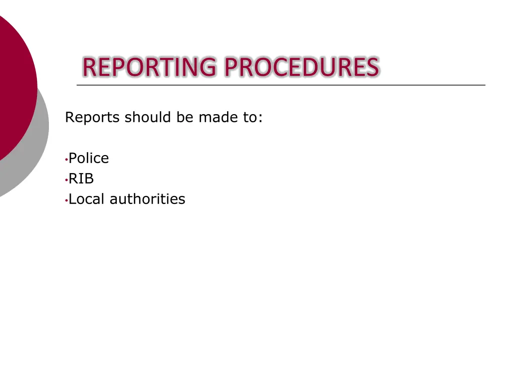 reporting procedures