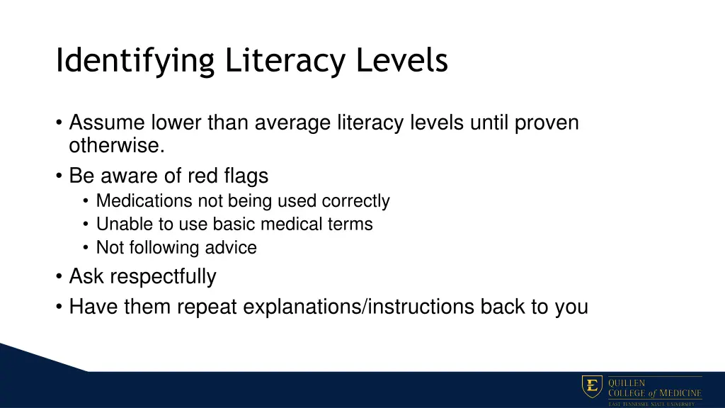 identifying literacy levels