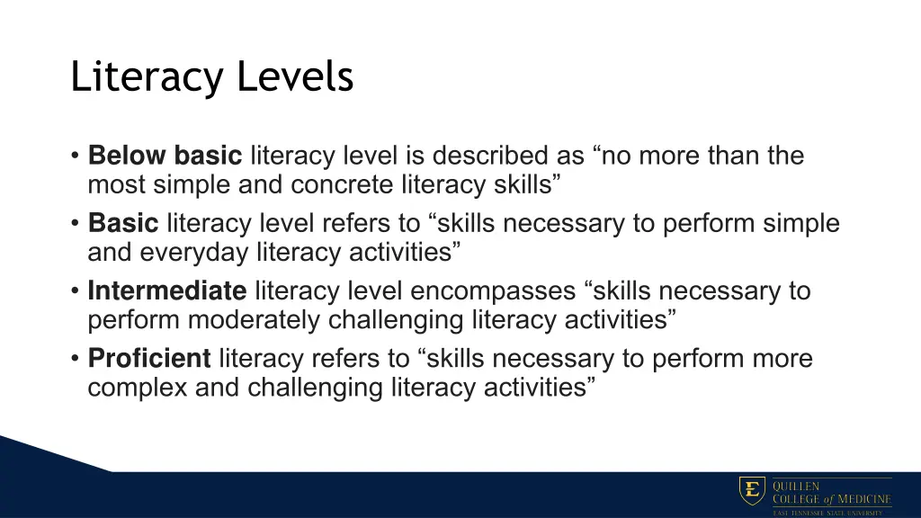 literacy levels