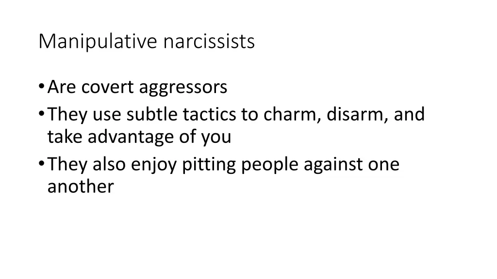 manipulative narcissists