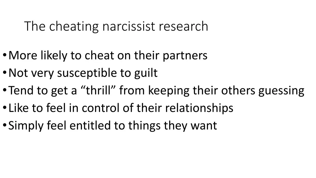 the cheating narcissist research