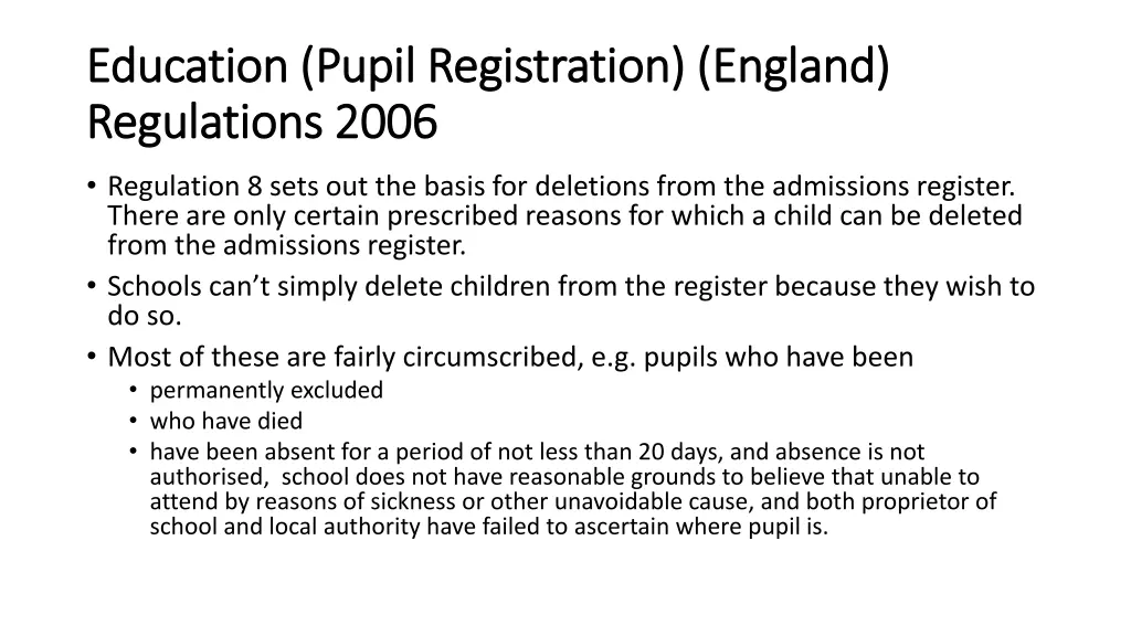 education pupil registration england education