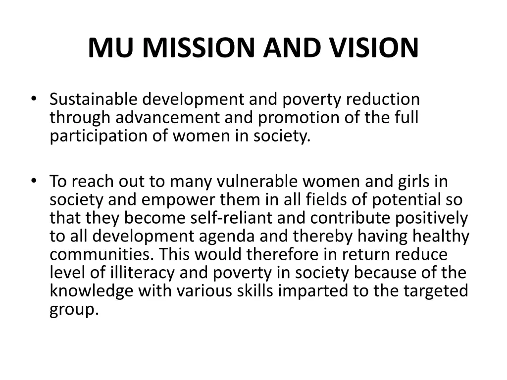 mu mission and vision