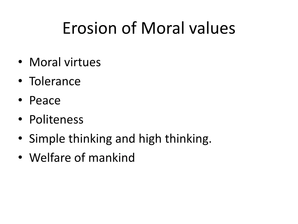 erosion of moral values