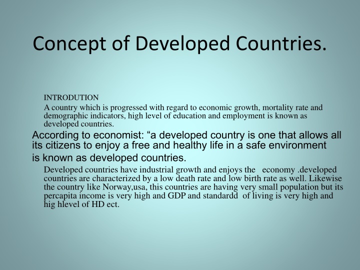 concept of developed countries