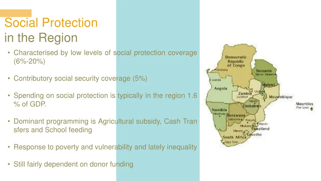 social protection in the region characterised