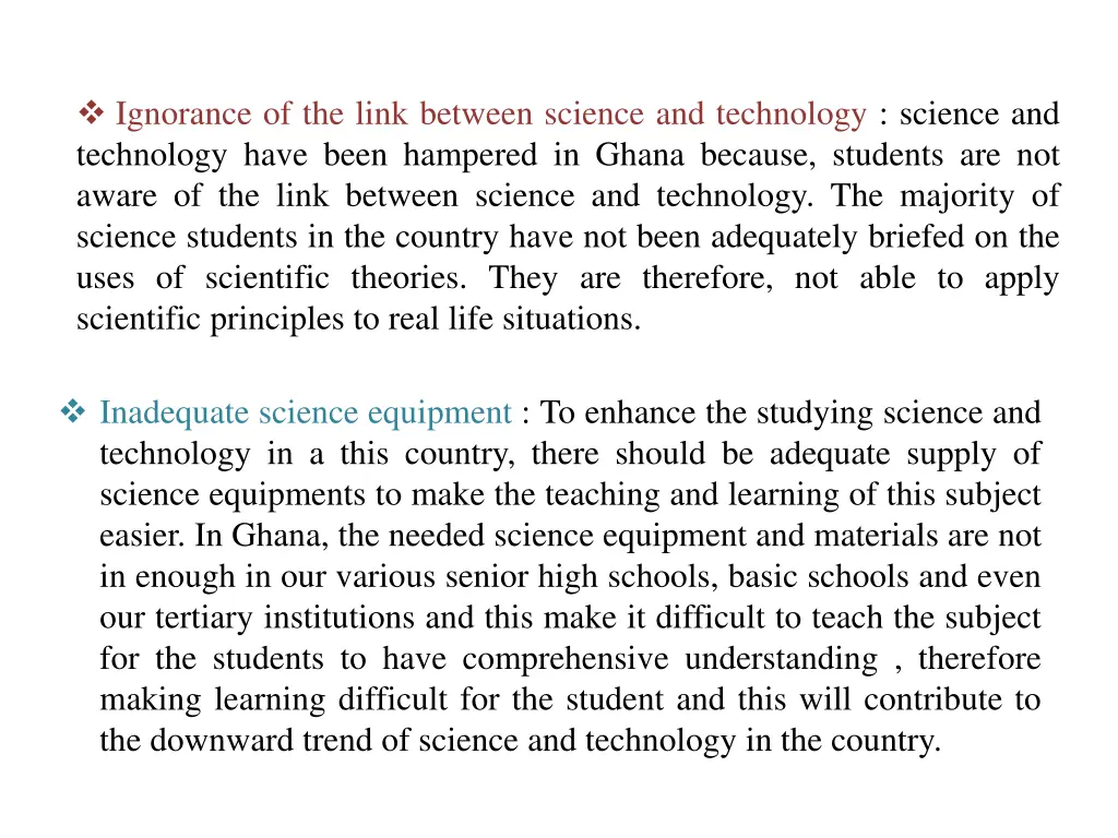 ignorance of the link between science