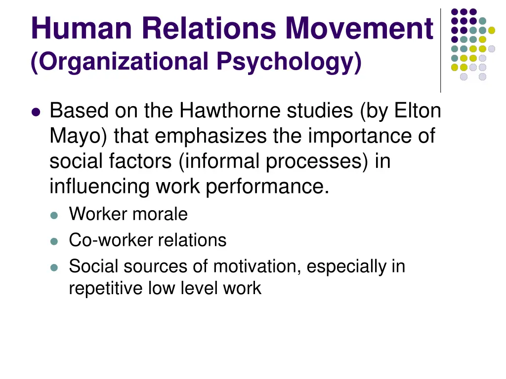 human relations movement organizational psychology